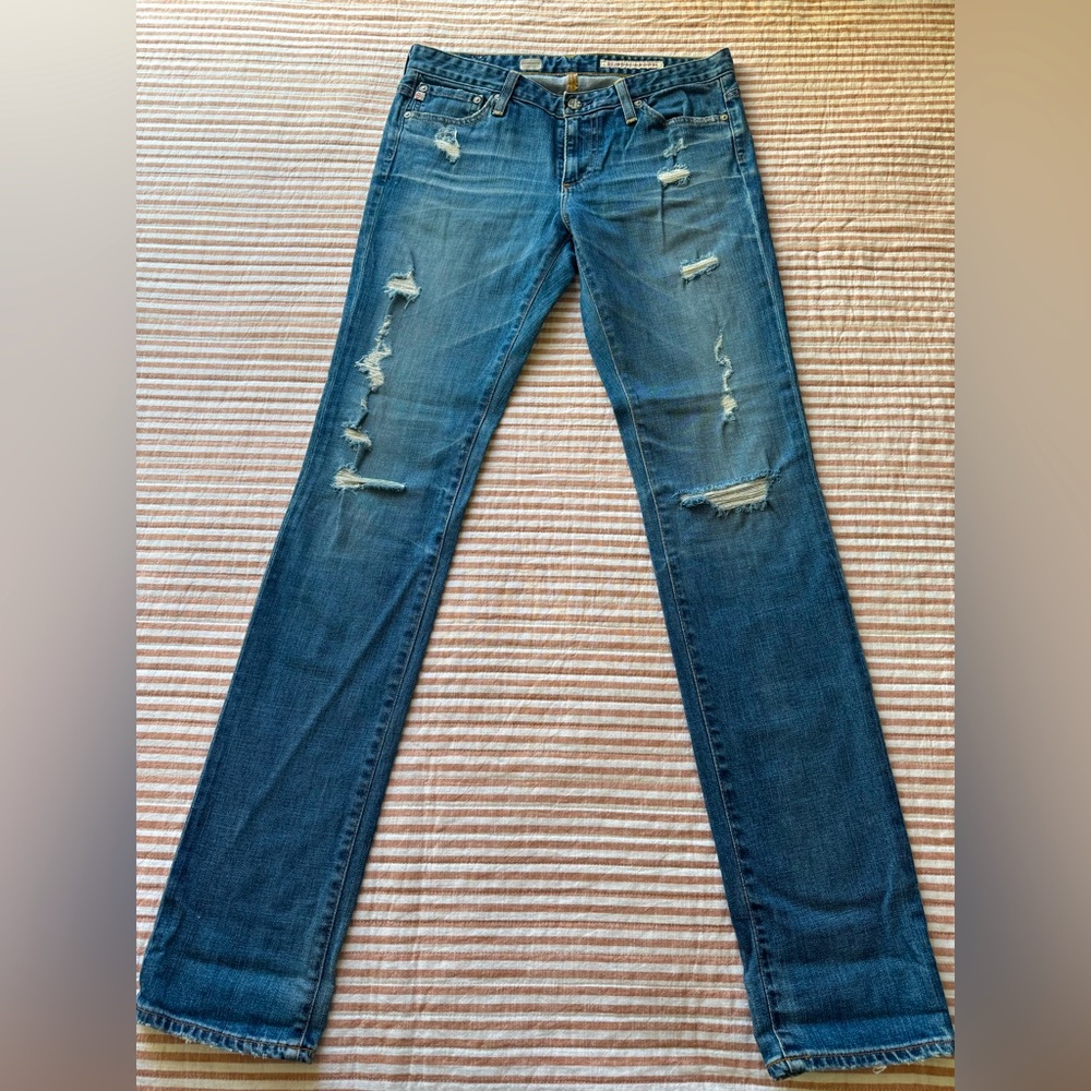 Adriano Goldschmied Women's The Premiere Skinny Straight Jeans 28R  Distressed